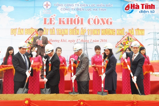Lãnh đạo Tổng Công ty Điện lực Miền Bắc, tỉnh Hà Tĩnh khởi công Dự án đường dây và trạm biến áp (TBA) 110 kV Hương Khê.