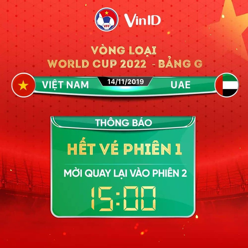 “Cháy” vé ĐT Việt Nam vs UAE tại vòng loại 2 World Cup 2022