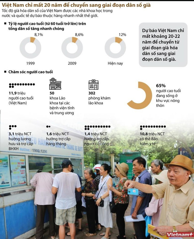 Việt Nam chỉ mất 20 năm để chuyển sang giai đoạn dân số già