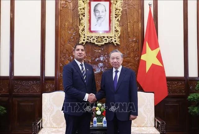 Tổng Bí thư, Chủ tịch nước Tô Lâm tiếp Đại sứ Vương quốc Thụy Điển tại Việt Nam Johan Ndisi đến trình Quốc thư. Ảnh: TTXVN.