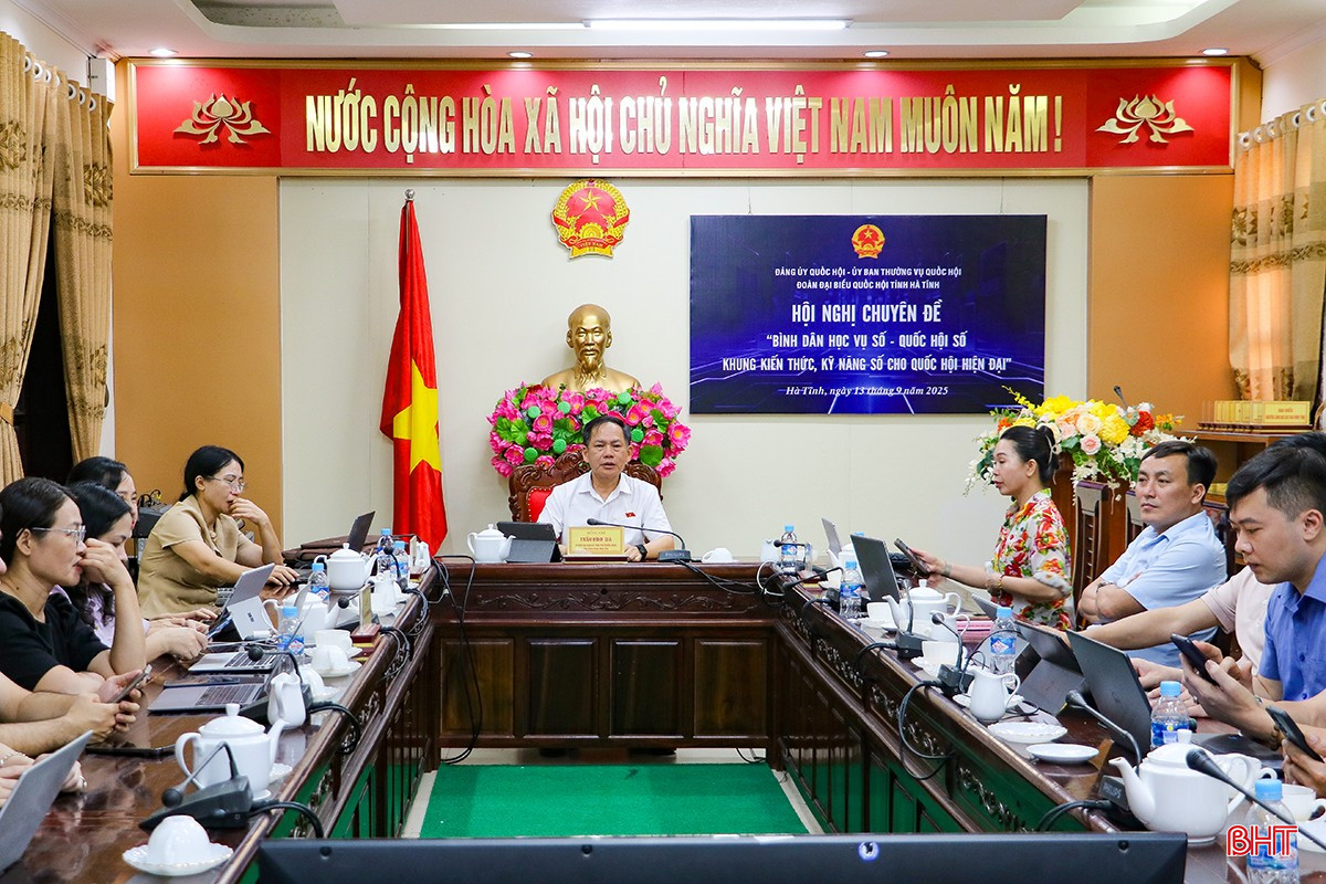 Đồng chí Trần Đình Gia - Phó Trưởng đoàn phụ trách Đoàn ĐBQH tỉnh chủ trì hội nghị tại điểm cầu Hà Tĩnh. bqbht_br_so-3.jpg