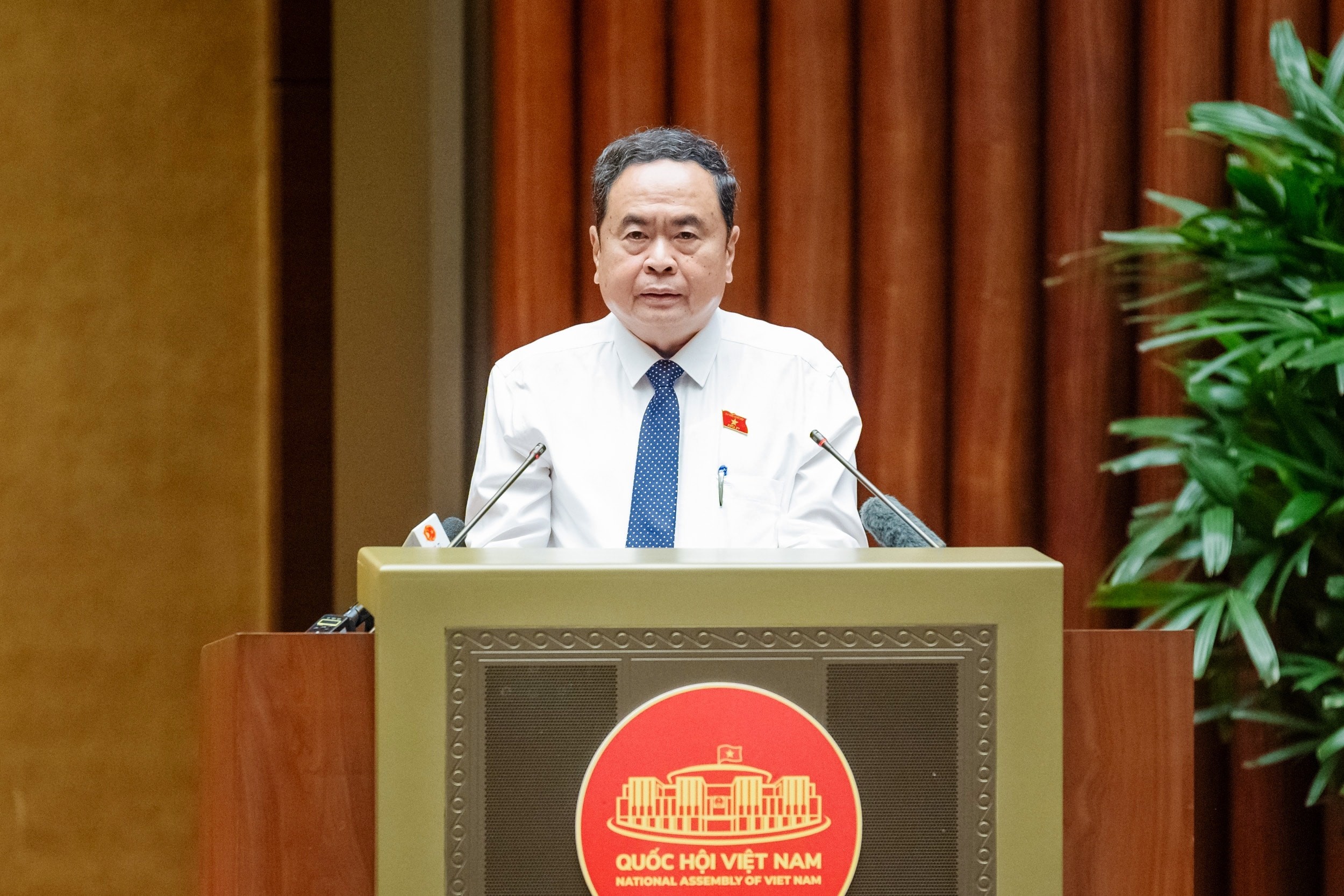 Chủ tịch Quốc hội Trần Thanh Mẫn phát biểu khai mạc hội nghị. (Ảnh: Phạm Thắng) ctqh1.jpg