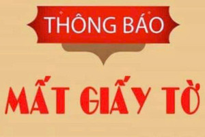 Thông báo mất giấy tờ (lần 1)
