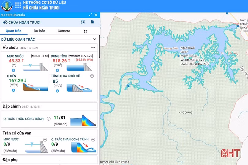 Thủy điện Hố Hô xả tràn 266 m<sup>3</sup>/s, hồ Ngàn Trươi mới đạt gần 67% dung tích