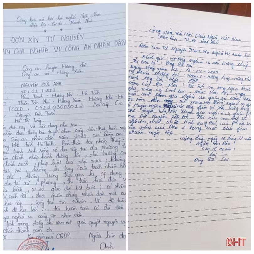 Thanh niên Hà Tĩnh viết đơn tình nguyện nhập ngũ