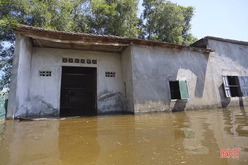 Cống tiêu kênh Ngàn Trươi gặp sự cố, nhiều nhà dân bị ngập nước, hỏng đồ đạc