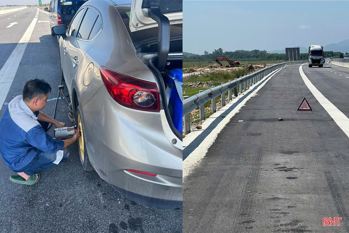 Nhờ bình tĩnh xử lý nên khi gặp sự cố hỏng bánh sau, nam tài xế vẫn thực hiện tốt các biện pháp đảm bảo an toàn. bqbht_br_an-toan-giao-thong-cao-toc-03.jpg
