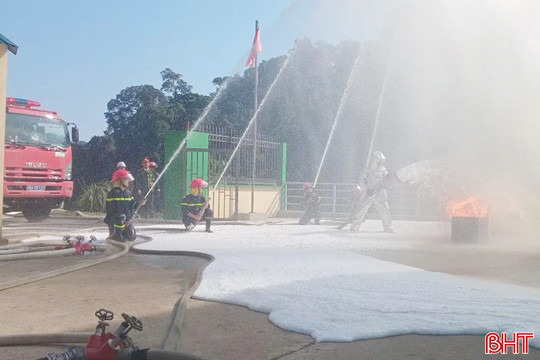 Tổ chức thực tập phương án phòng cháy, chữa cháy tại Thuỷ điện Hương Sơn 2