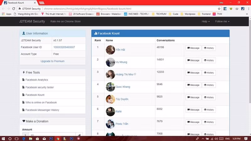 huong dan xem top ban be nhan tin nhieu nhat tren facebook