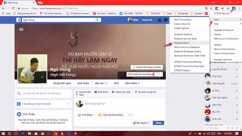 huong dan xem top ban be nhan tin nhieu nhat tren facebook