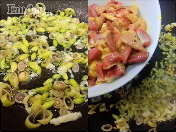 troi mua lanh trua nay me che bien mon long ga xao sa ot cay ngon mieng