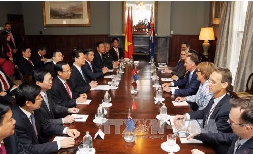 Thủ tướng Nguyễn Tấn Dũng và Thủ tướng John Key hội đàm. Ảnh: Đức Tám – TTXVN