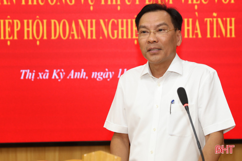 Ông Lê Đức Thắng - Chủ tịch Hiệp hội Doanh nghiệp tỉnh Hà Tĩnh mong muốn thị xã Kỳ Anh tiếp tục đồng hành, hỗ trợ doanh nghiệp trong hoạt động đầu tư, sản xuất kinh doanh trên địa bàn. AG7A4295.jpeg