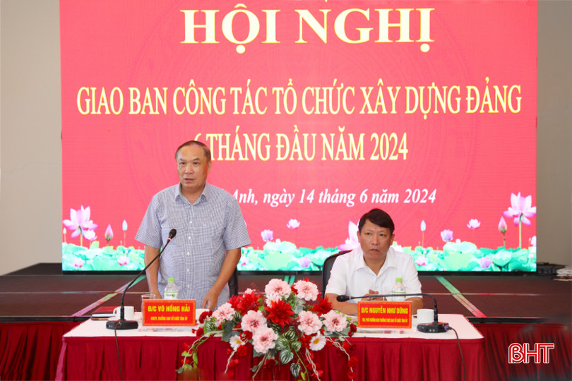 Trưởng ban Tổ chức Tỉnh ủy Võ Hồng Hải và Phó Trưởng ban Thường trực Ban Tổ chức Tỉnh ủy Nguyễn Như Dũng chủ trì hội nghị. AG7A4725.jpeg