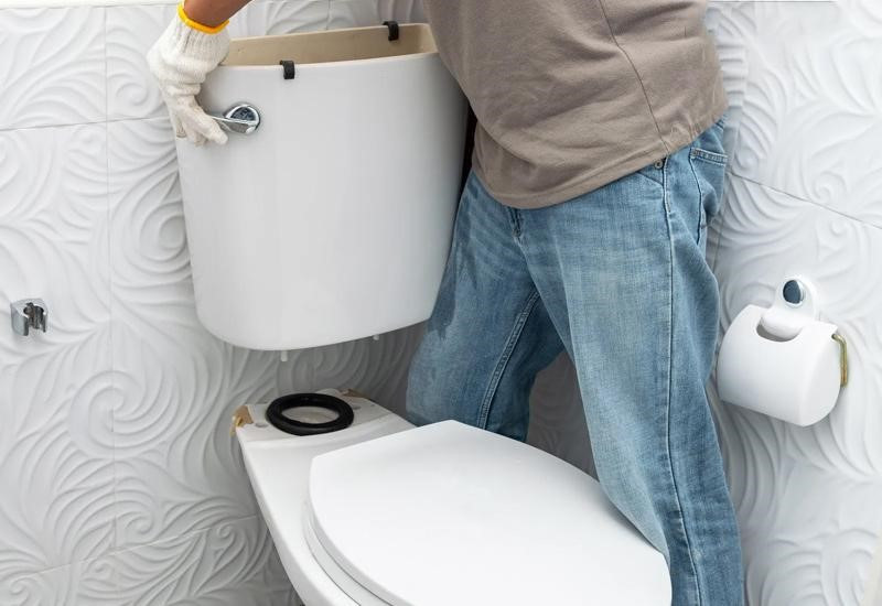 Bồn cầu 2 khối lắp két nước trước hoặc sau khi cố định bồn cầu xuống sàn Quy trình 3.jpg