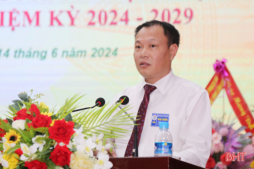 Phó Chủ tịch Thường trực Ủy ban MTTQ tỉnh Thái Ngọc Hải phát biểu chúc mừng đại hội. DSC_765a2.jpg