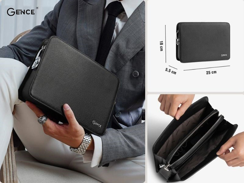 CK14 màu đen phối cùng bộ vest lịch lãm Ví cầm tay 2.jpg