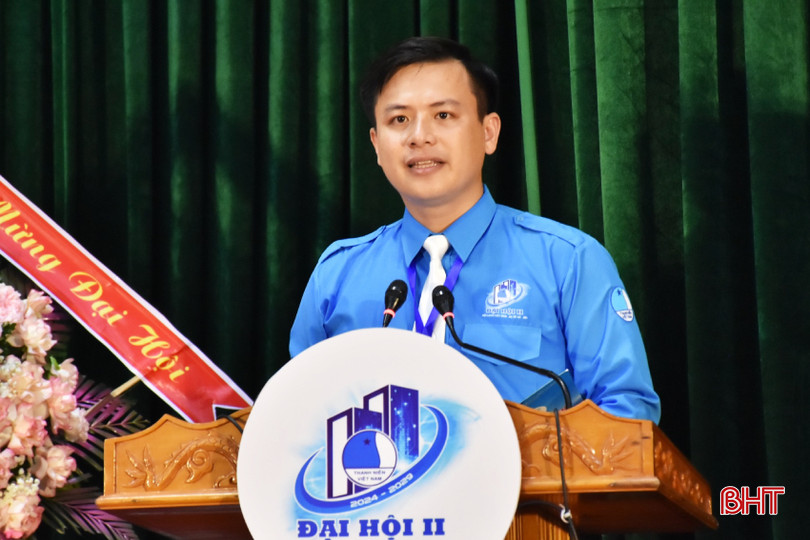 Anh Trần Đức Cường - Phó Bí thư Thị đoàn Kỳ Anh khai mạc đại hội. cường1.jpeg