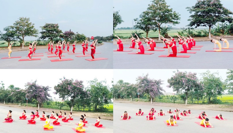 Hình ảnh 16 người thuộc CLB Yoga Ngân Châu (tỉnh Thái Bình) tổ chức tập yoga ngay giữa lòng đường để chụp ảnh, quay video vào giữa tháng 5/2024. (Ảnh cắt từ video). z5472469516179_111d7cee2a71ed62ec108a5bf0fbf12a.jpg