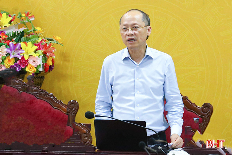 Phó Chủ tịch Thường trực UBND tỉnh Nguyễn Hồng Lĩnh phát biểu chỉ đạo tại điểm cầu Hà Tĩnh. anh linh.jpg