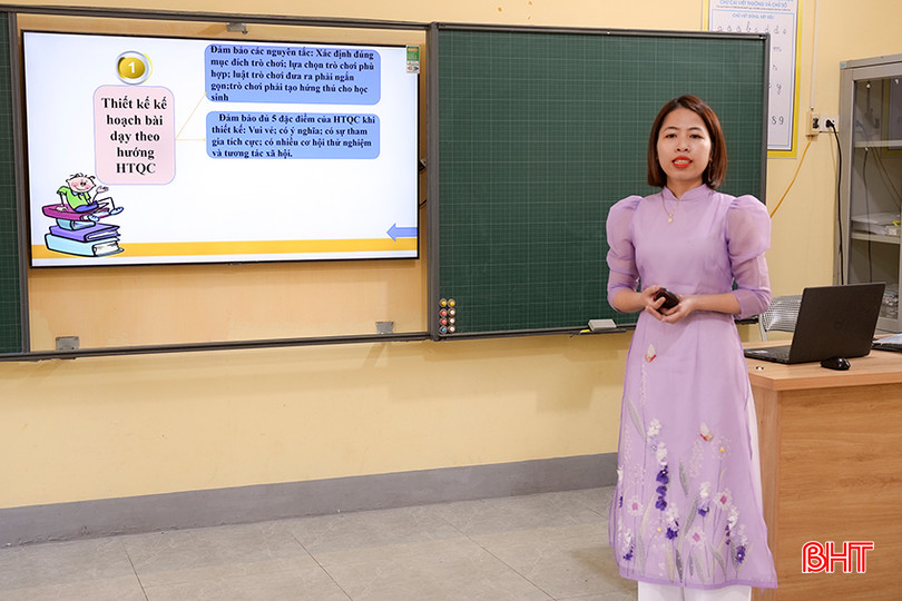 Hội thi có 70 giáo viên đến từ 15 trường tiểu học trên địa bàn TP Hà Tĩnh tham gia dự thi. Thi giao vien gioi 4.jpg