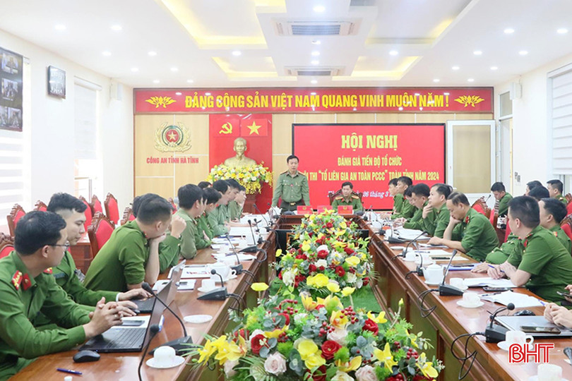 Công an tỉnh tổ chức hội nghị đánh giá tiến độ tổ chức hội thi vào chiều 26/3 vừa qua. aa111.jpg