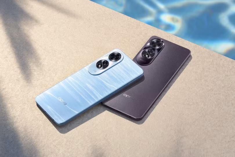 Phần mặt lưng của Oppo A60 có thể thay đổi màu sắc theo góc nhìn (Ảnh: Oppo).