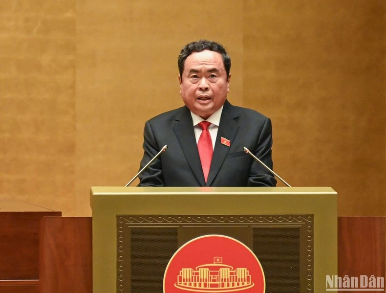 Chủ tịch Quốc hội Trần Thanh Mẫn phát biểu nhậm chức. (Ảnh: LINH KHOA)