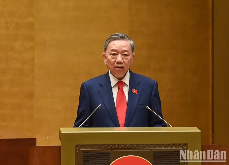 Chủ tịch nước Tô Lâm phát biểu nhậm chức. (Ảnh: LINH KHOA)