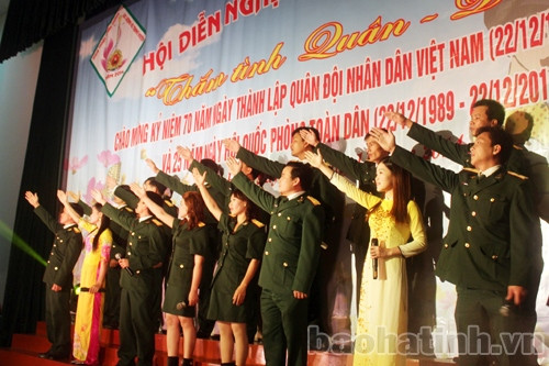 Tiết mục chào mừng Đảng cộng sản Việt Nam của Ban CHQS huyện Lộc hà