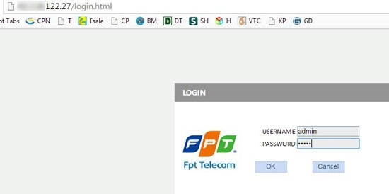 Việc đăng nhập và dùng mật khẩu admin/admin vẫn cho login bình thường. Ảnh chụp ngày 20/11/2014.