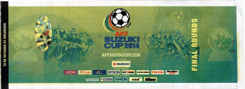 Mặt trước mẫu vé AFF Suzuki Cup 2014