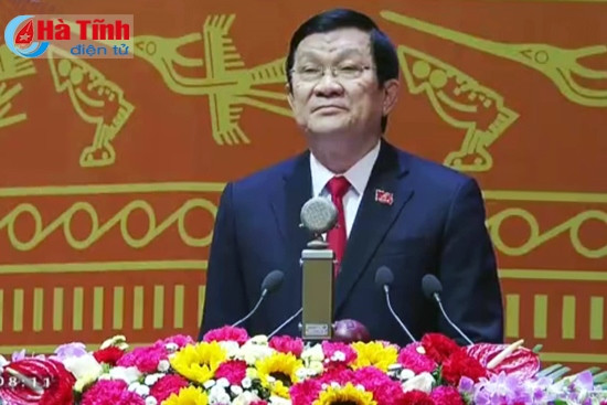 Chủ tịch nước Trương Tấn Sang trình bày diễn văn khai mạc Đại hội Chủ tịch nước Trương Tấn Sang trình bày diễn văn khai mạc Đại hội