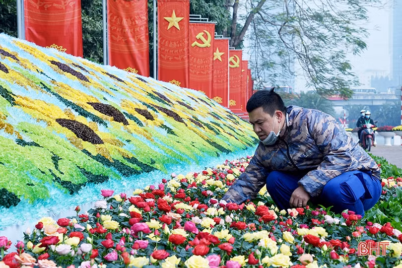 Trung tâm Hội nghị Quốc gia trước ngày khai mạc Đại hội đại biểu toàn quốc lần thứ XIII của Đảng