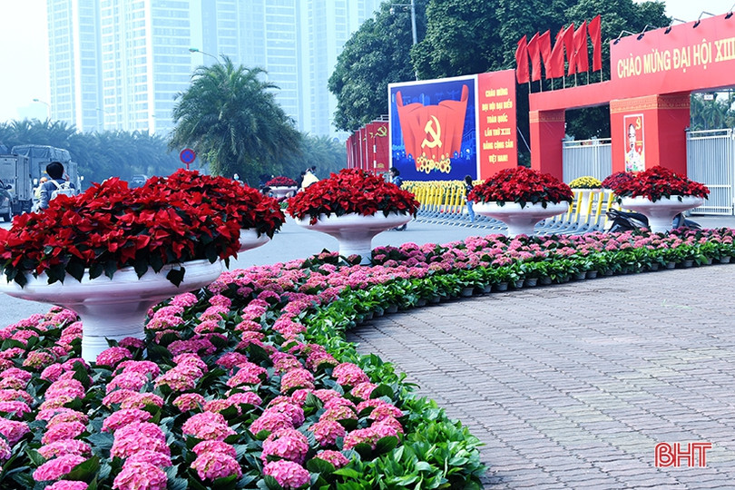 Trung tâm Hội nghị Quốc gia trước ngày khai mạc Đại hội đại biểu toàn quốc lần thứ XIII của Đảng