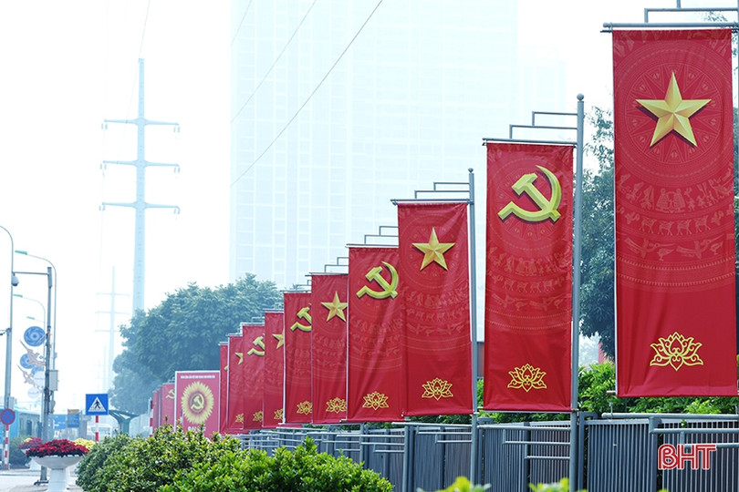 Trung tâm Hội nghị Quốc gia trước ngày khai mạc Đại hội đại biểu toàn quốc lần thứ XIII của Đảng