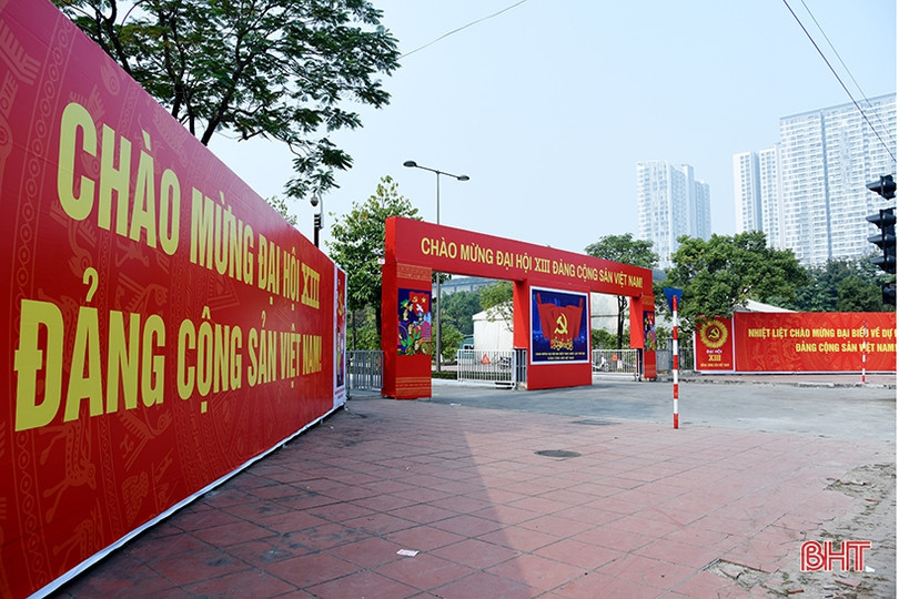 Trung tâm Hội nghị Quốc gia trước ngày khai mạc Đại hội đại biểu toàn quốc lần thứ XIII của Đảng