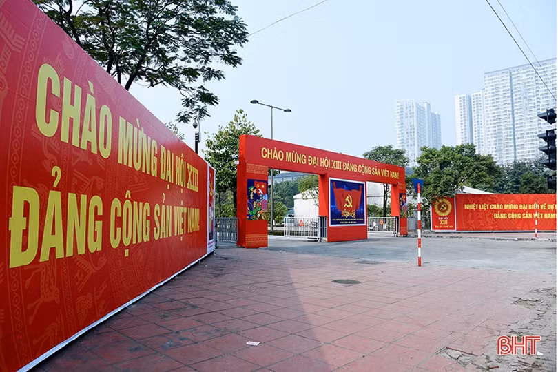 Trung tâm Hội nghị Quốc gia trước ngày khai mạc Đại hội đại biểu toàn quốc lần thứ XIII của Đảng