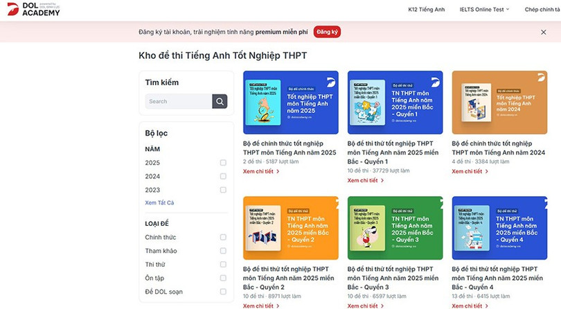 Kho đề ôn thi THPT Quốc gia đa dạng, tổng hợp mới nhất tại website DOL Academy. luyen-thi-3.jpg