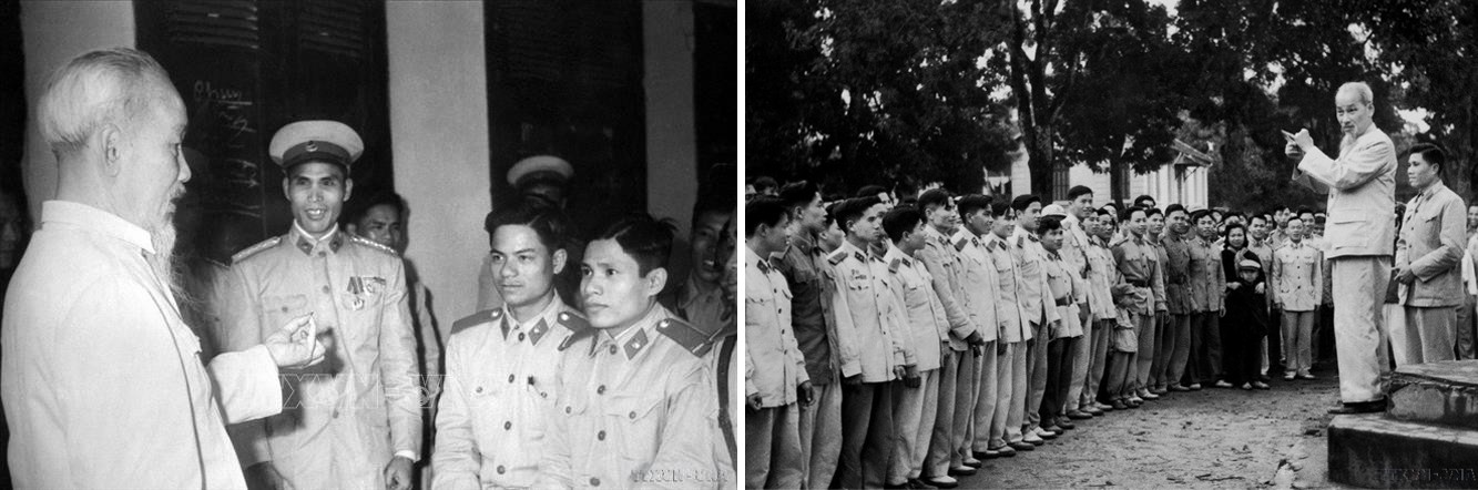 Chủ tịch Hồ Chí Minh thăm đơn vị Công an nhân dân.