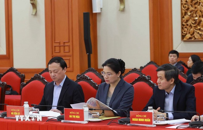 Các đại biểu dự phiên họp của Tiểu ban Văn kiện Đại hội XIV. (Ảnh: Thống Nhất/TTXVN)
