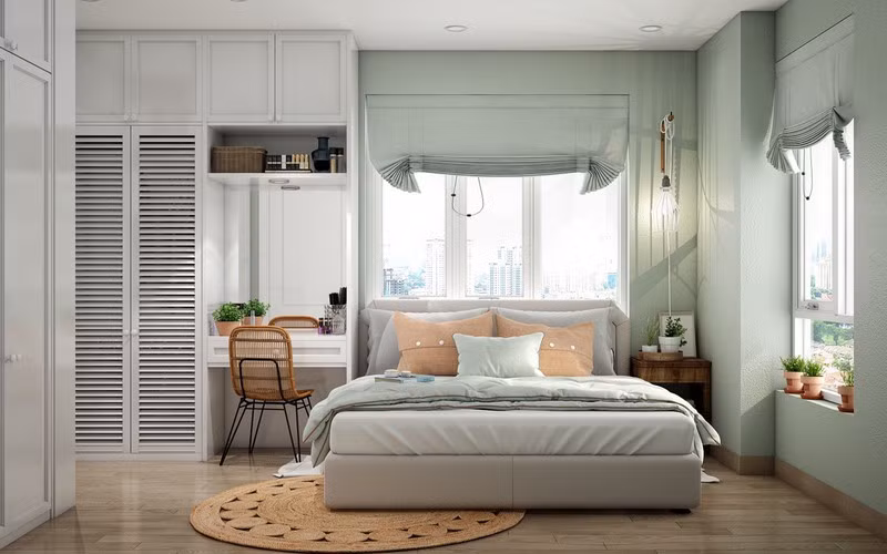 Trang trí phòng khách màu xanh căng tràn sức sống