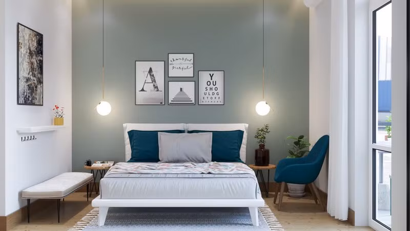 Trang trí phòng khách màu xanh căng tràn sức sống