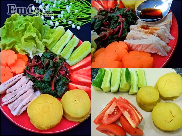 cuoi tuan me lam mon salad thit heo rau cu an nhe nhang lai du chat