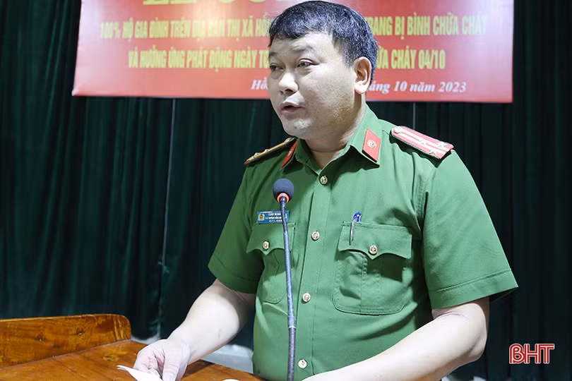 100% hộ gia đình ở thị xã Hồng Lĩnh trang bị bình chữa cháy