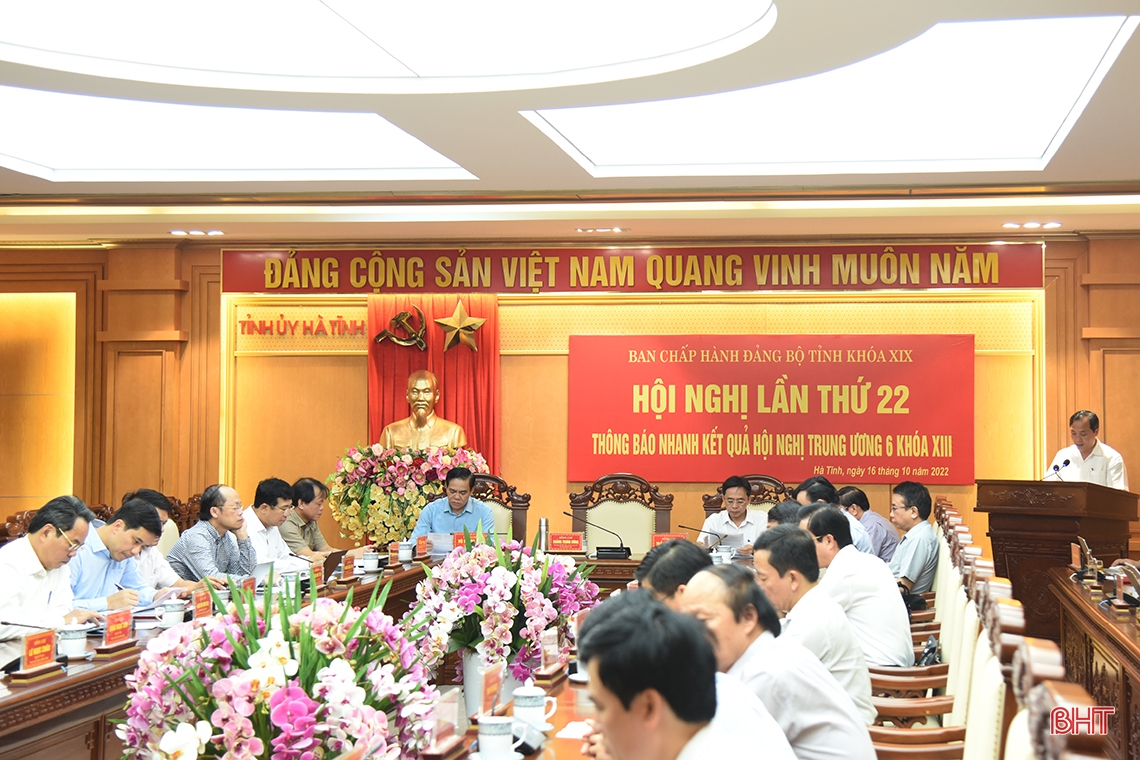 Hà Tĩnh tập trung quán triệt, cụ thể hóa các nghị quyết, kết luận của Hội nghị Trung ương 6