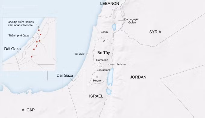 Vị trí Israel, Lebanon và Gaza. Đồ họa: CNN