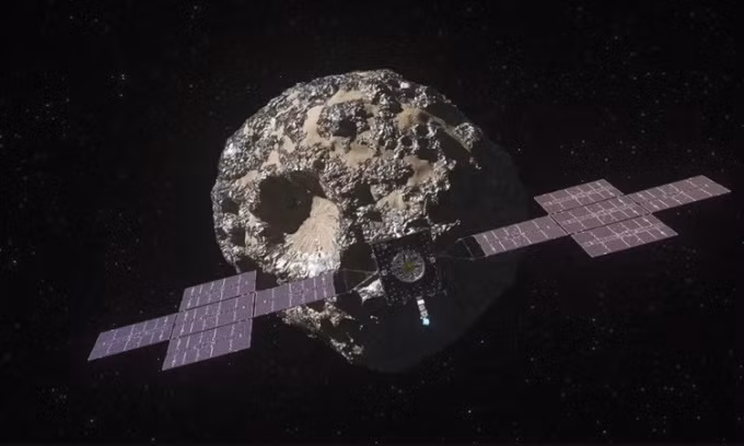 Tàu vũ trụ NASA đang bay tới tiểu hành tinh giàu kim loại Psyche. Ảnh: NASA