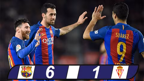 messi suarez neymar len tieng barca len dinh la liga