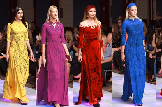 ao dai dat vang viet gay an tuong tai new york couture fashion week
